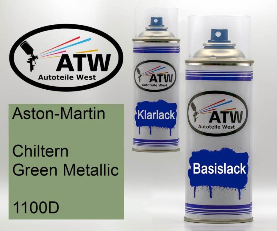 Aston-Martin, Chiltern Green Metallic, 1100D: 400ml Sprühdose + 400ml Klarlack - Set, von ATW Autoteile West.